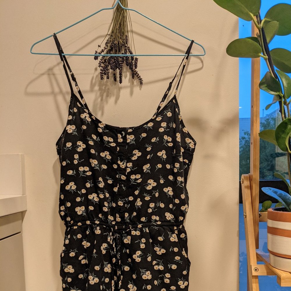 Floral Daisy Romper with Buttons